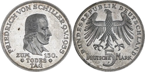 Germany mark silver 1955 f - germany:,