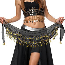 Bauchtanz Hüfttuch Gürtel Belly Dance Outfit 128 Metall Pailletten Münzgürtel Sc
