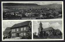 AK Oberelsungen /Bez. Kassel, Gasthaus Kloppmann, Kirche und Ortsansicht aus de 