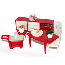 70er Jahre Vintage Puppenhaus Wohnzimmer Puppenstube Möbel Miniatur Kunststoff