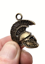 Kupfer Messing Figur Spartan Warrior Helm Schlüssel Anhänger Setzkasten Römer