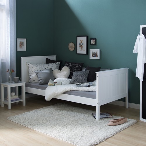 Bett 90x200 weiß - weiß, holz