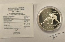 1000 FORINT / UNGARN / OLYMPIADE 1996 ATLANTA / 925 SILBER / FECHTEN / RARITÄT