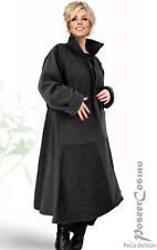 LAGENLOOK Boucle Glocken Mantel petrol / schwarz 48 50 52 54 56 58 XL-XXL-XXXL