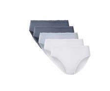 Esmara Damen Slips 5er Pack Blau töne Gerippt mit Spitze Größe S mit Baumwolle