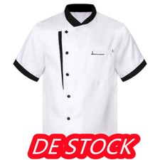 DE-ranrann Herren Kochmantel Kurzarm Kochjacke Hemd Chef Bäckerjacke Uniform 