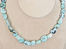 Natur Larimar Edelstein  Kette Nugget ca. 45cm  Silber ,6 x 12 mm ( M - 11 *)