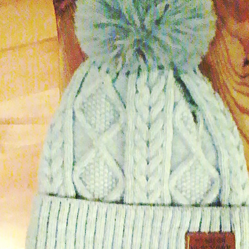 Damen strick bommelmütze blau - bommelmütze,
