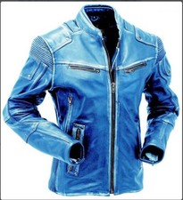 stylische blaue Lederjacke