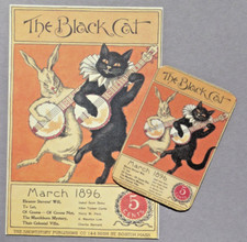 1 Kunstpostkarte  & 1 Magnet KATZE  *THE BLACK CAT* Verlag © 2005 CAVALLINI & CO