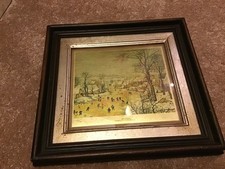 Pieter Bruegel , Paessagio invernale, Schnee Wandbild gerahmt , Dachbodenfund