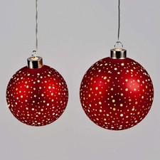 Hänger Kugel Sterne-Rot Gold LED-Licht Farbglas Timer formano Weihnachtskugel