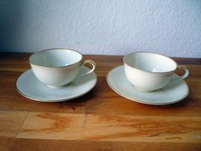 2 Tee Tassen Heinrich Goldrand, vermutl. Anmut / Kaffeetassen mit Unterteller