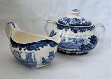 A Royal Worcester Avon Scenes Palissy  Zuckerdose Milchkännchen Set Blau