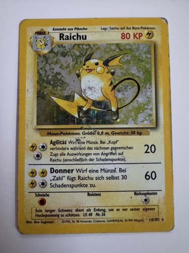 Raichu 102 holo base - 14/102,