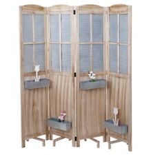 Paravent HWC-D26 Pflanzkörbe, Raumteiler Trennwand, Holz Metall 170x161x29cm