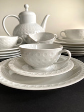 Arzberg Ostfriesisches Teeservice Golfball 6 Gedecke 1 Teekanne, kleine Teetasse