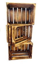SET NEUE GEFLAMMTE HOLZKISTEN