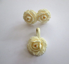 Art Deco Rosen Set Ohrringe Anhänger 925 Silber