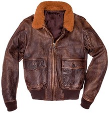 G-1 Flieger Fliegerjacke Retro Distressed Braun Echtleder Bomberjacke