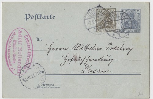 Ganzsache 3 pf - pf.,