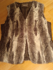 Damen Weste Fell Kunst grau