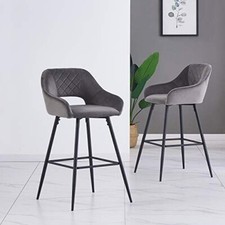 2er Set Samt Stoff Barhocker