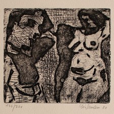 Rolf Lindemann Frauenakt Ostdeutsche Kunst sign Aquatintaradierung 1980 136/200