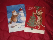 Postkarten 2er Set* Weihnachten, Lustige Katze, 10 x 14 cm * Scrapbooking-