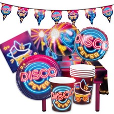 80er Jahre Party Deko Set Disco Fever Raumdekoration Tischdekoration Mottoparty