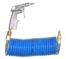 Ausblaspistole Alu Set mit Druckluftschlauch 6 m Spiralschlauch Druckluftpistole