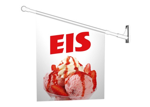 Werbefahne eis erdbeere mit - eis,