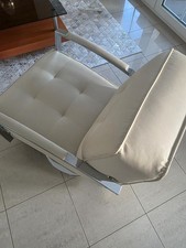 designer sessel kunstleder gebraucht, creme, 360 Grad drehbar