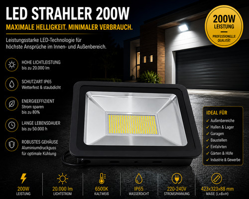 200w led außenstrahler - 200w,