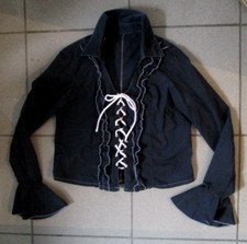 korsage Bluse Piratenbluse kurz M 38 z.schnüren chwarz Karneval Rüschen ärmel