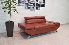 Echtleder  2 er Sofa Couch 180 cm Ledersofa mit verstellbaren Kopfstützen Leder