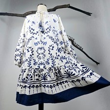 ZARA 🤍 KLEID MINIKLEID TUNIKA BOHO VISKOSE LEINEN VOLANT SCHLEIFE BLUMENMUSTER