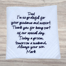 Vater des Bräutigams individuelles Taschentuch - personalisiertes Hochzeitstaschentuch bestickt