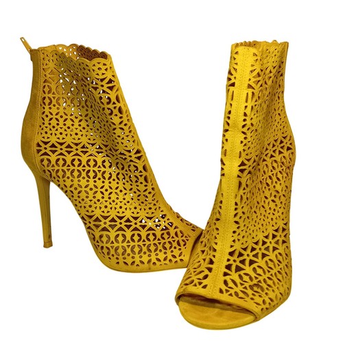 Aldo yellow suede laser cutout - laser,