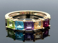 RING GR.18 (CA.57) AUS 925/-SILBER VERGOLDET MIT MULTI EDELSTEINE SCHMUCKJAGD