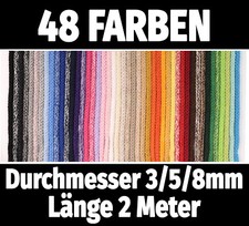 Kordel Baumwolle 2Meter Baumwollkordel Ø 3/5mm €1,75/m 8mm €2/m Schnur·48 Farben