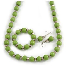 Holz und Acryl Perlen lang Set