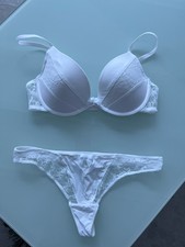 MARIE MEILI Push Up BH 70 B Set mit String Slip S 36 weiß Spitze NEU