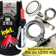 Bergemagnet Set mit Seil Magnetangeln 50Kg bis 600Kg Stark Neodym Ösenmagnet 