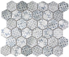 Keramik Mosaik Hexagon Grau Blau Fliese matt Wand Boden Küche WB11H-0004|1Matte