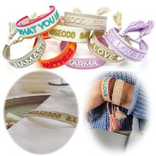 Original Canvas Statement Armbänder Boho Hippie bestickt Quasten Freundschaft