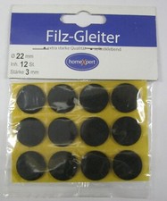 Filzgleiter selbstklebend Filz schwarz 22 mm (12 Stück)