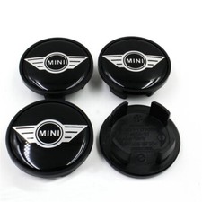 4x Für Mini Cooper Schwarz Auto Flügelkappen Logo Nabendeckel Radmitte Nabe 54mm