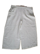 MARC ABBAS Gr. M edel Leinen Schlaghose / Hosenrock / weiß / Gummizugbund