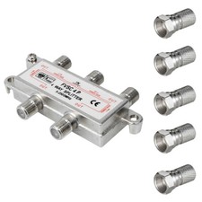 4-fach SAT Verteiler Splitter digital 5 Stück F-Stecker 5,2mm Ø Kabel TV Koaxial